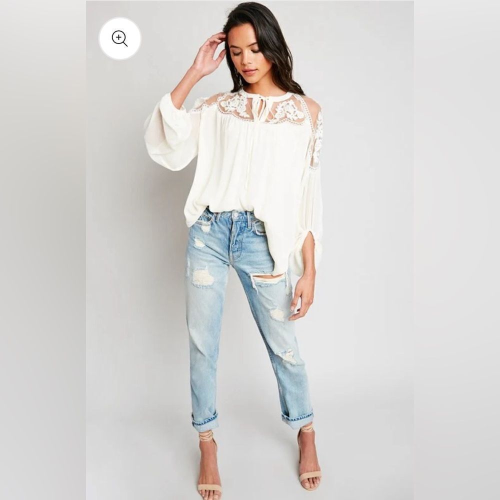 NWT Impressions Top Blouse Lace Embroidery  Boho - Picture 3 of 11